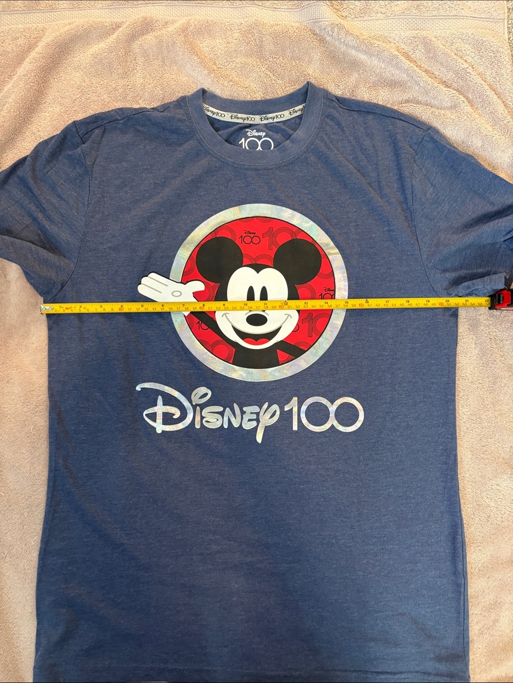 Disney Navy Blue Mickey 100 Anniversary Graphic Tee - Size M - Picture 7 of 8